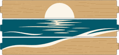 Sarasota Flooring Company logo — sunset over the Gulf on three flooring planks